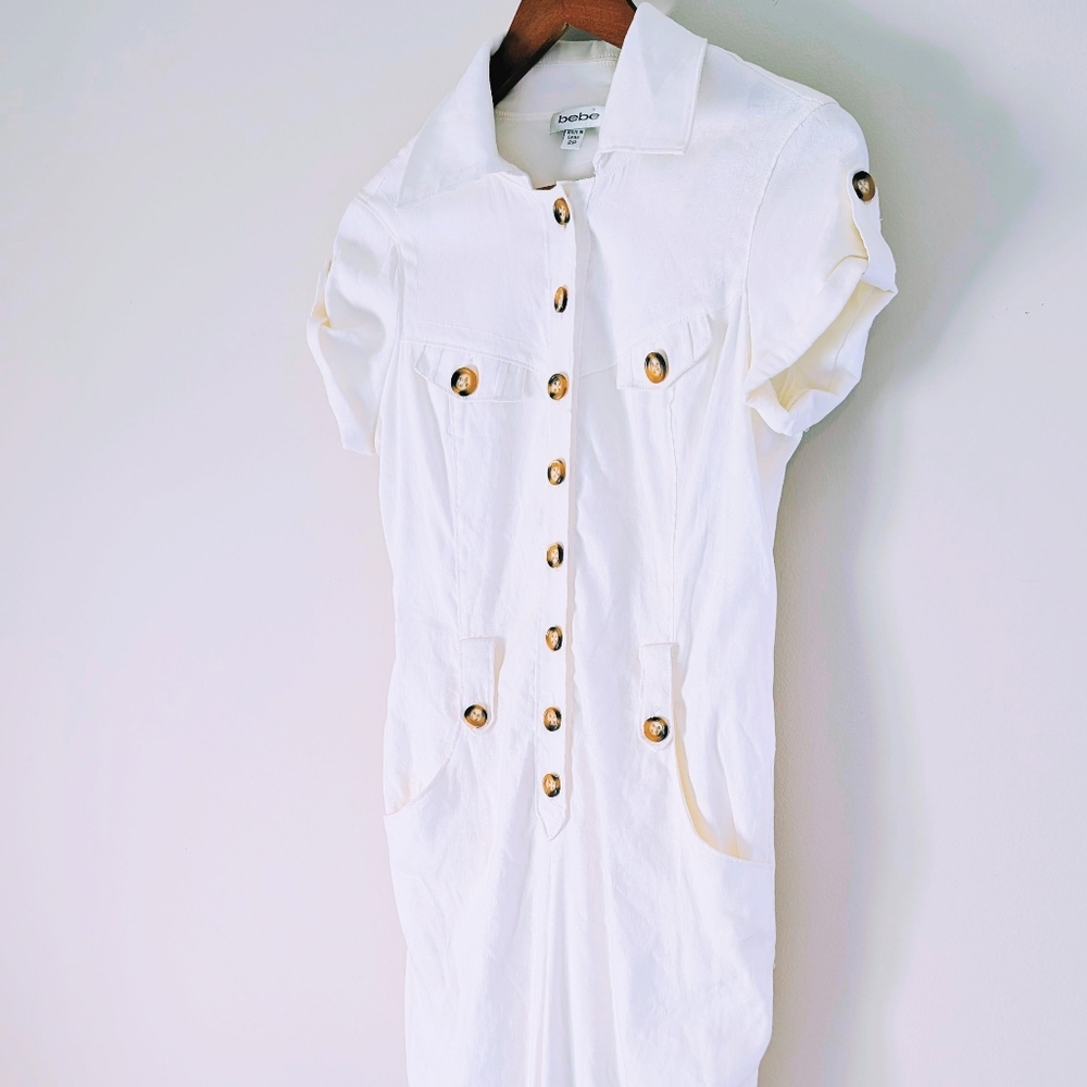 Bebe White Linen Jumpsuit